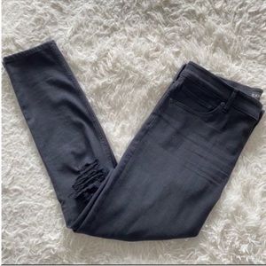 Women's Black Express High Waisted Ripped Skinny Jeans Size 10 Petite